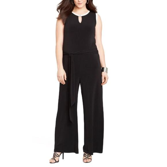 Lauren Ralph Lauren Wide-Leg Jumpsuit Sleeveless Size Small Black - Picture 2 of 7